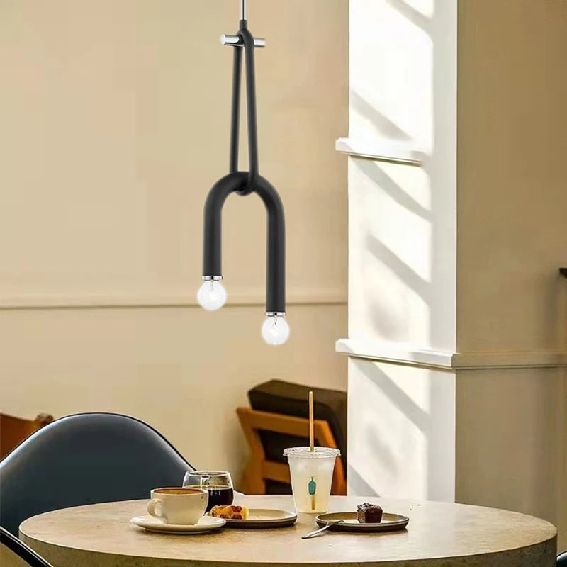 lustre créatif à 2 ampoules hauteur réglable en métal
