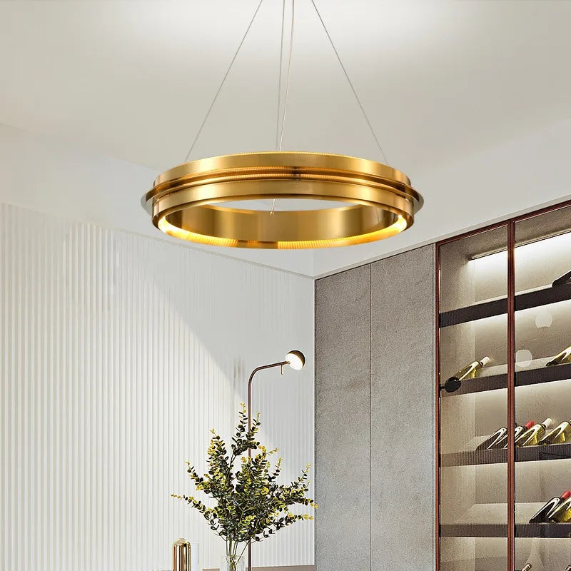 lustre led italien post-moderne avec anneau de suspension - vue 4 sur 12
