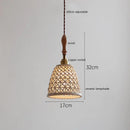 Suspension style japonais en céramique et bois de frêne vintage