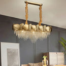 lustre moderne en cristal pampilles et acier inoxydable