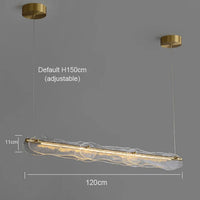 Lustre moderne allcopper lumière luxe créatif longue bande minimaliste bar salle à manger comptoir eau motif Suspension en verre