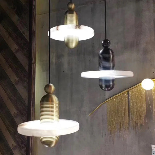 lampe led suspendue en marbre et aluminium avec cordon réglable