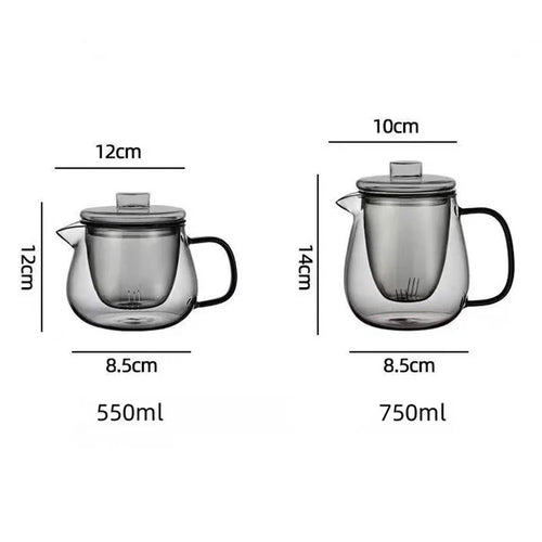 Theiere verre borosilicate avec infuseur couvercle resistante