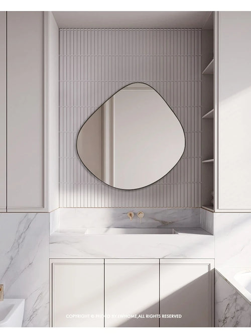 Bathroom mirror, makeup mirror, wall mounted irregular shaped bathroom, irregular water droplet mirror, entrance decoration, hou - vue 3 sur 11