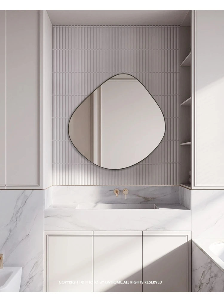 Bathroom mirror, makeup mirror, wall mounted irregular shaped bathroom, irregular water droplet mirror, entrance decoration, hou - vue 2 sur 11