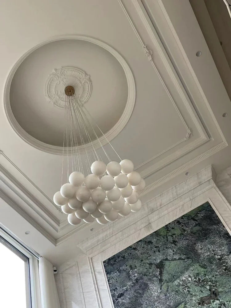 lustre en cuivre de luxe avec marbre naturel espagnol pour décoration moderne - vue 4 sur 7