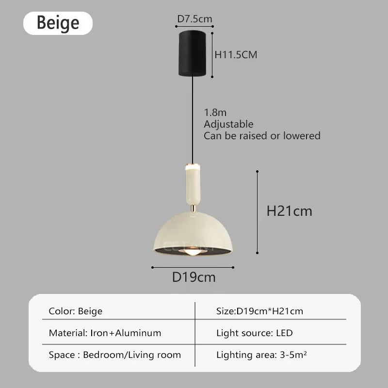 Nordic LED pendant light with adjustable height for home decoration, dining room, living room, bedroom, bedside lighting - vue 12 sur 14