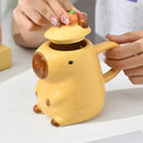 Mug capybara mignon en céramique avec couvercle cadeau