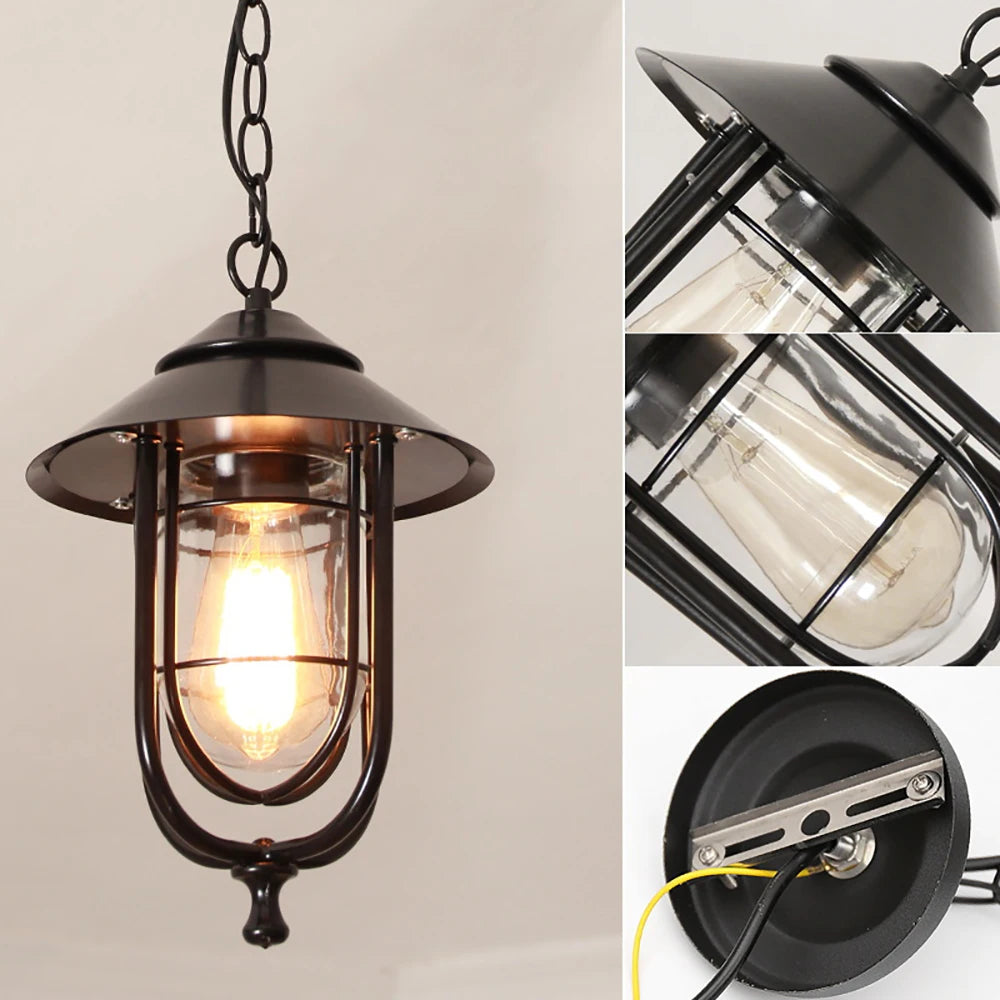 lustre extérieur rétro pour éclairage de jardin et allée - vue 6 sur 6