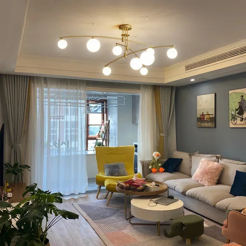 lustre moderne en verre style nordique pour décoration intérieure - vue 5 sur 12