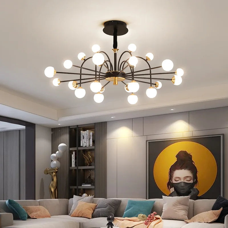 lustre boule de verre moderne simple et luxueux style nordique - vue 3 sur 13