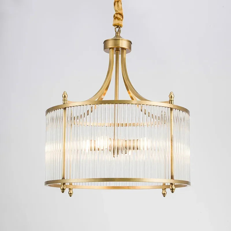 lustre moderne en cuivre avec tubes de verre 2 modèles disponibles - vue 4 sur 12