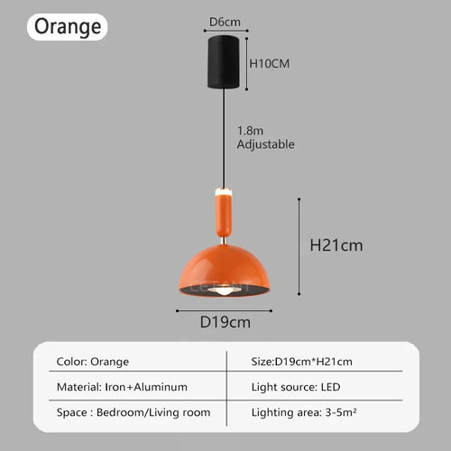 Nordic LED pendant light with adjustable height for home decoration, dining room, living room, bedroom, bedside lighting - vue 14 sur 14