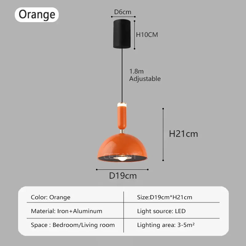 Nordic LED pendant light with adjustable height for home decoration, dining room, living room, bedroom, bedside lighting - vue 13 sur 14
