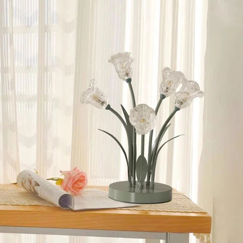 lampe de sol led en forme de fleur nordique décorative pour intérieur - vue 6 sur 7