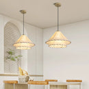 suspension Tissu nordique LED lumière Wabi Sabi pour salon décoration de la maison chambre créative coton lin chapeau