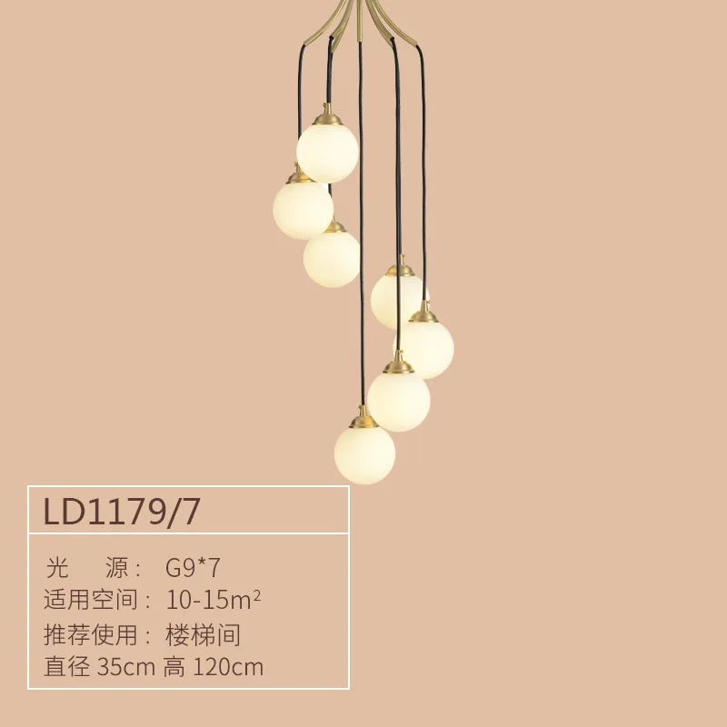 lustre à led art déco en cuivre pour éclairage élégant - vue 8 sur 8