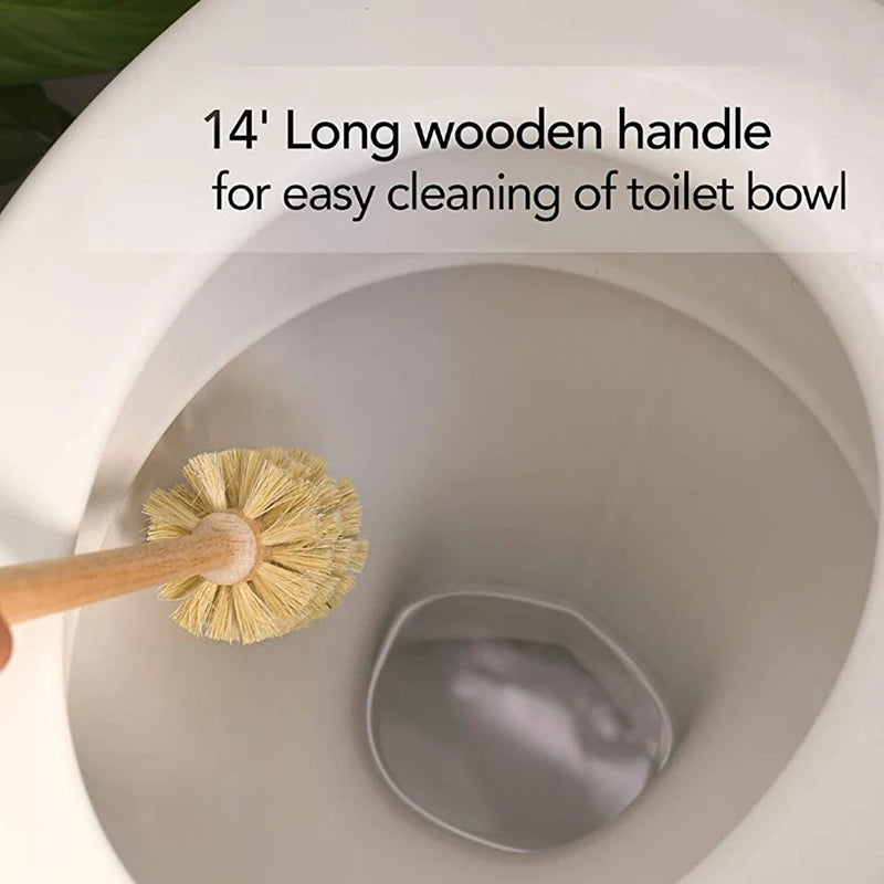 Toilet Brush, 2 Pack Wood Toilet Brush Made Of Beechwood, Strong Hemp Bristles With 360° Cleaning Power - vue 3 sur 7