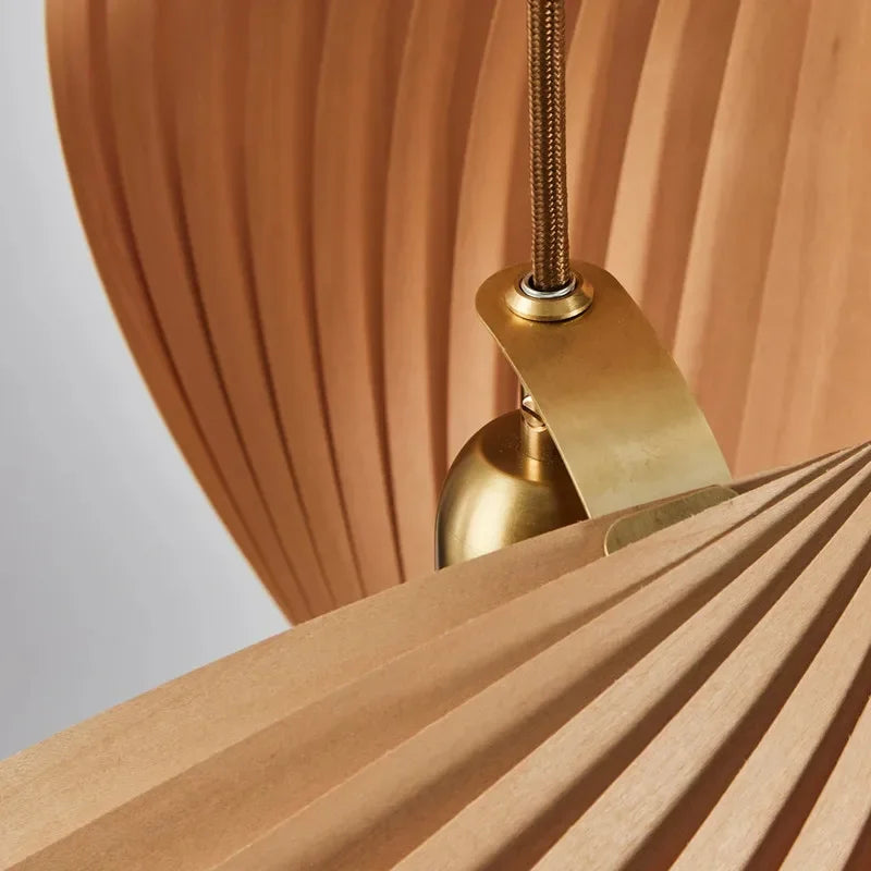 suspension japonaise en bois finition plissée artisanale - vue 7 sur 16