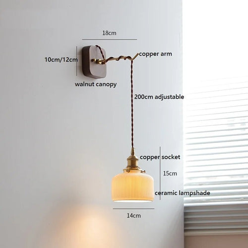 applique murale led noyer cuivre moderne baguette plug-in - vue 11 sur 23