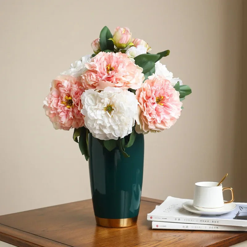 Artificial silk peony plant for interior decoration realistic flowers - vue 3 sur 12