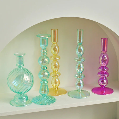 bougeoirs coniques en verre pour décoration intérieure et mariage - vue 6 sur 12