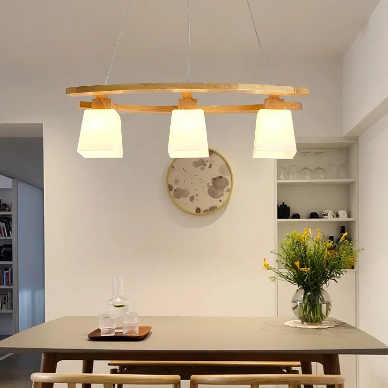 suspension moderne en bois nordique style japonais pour espaces contemporains