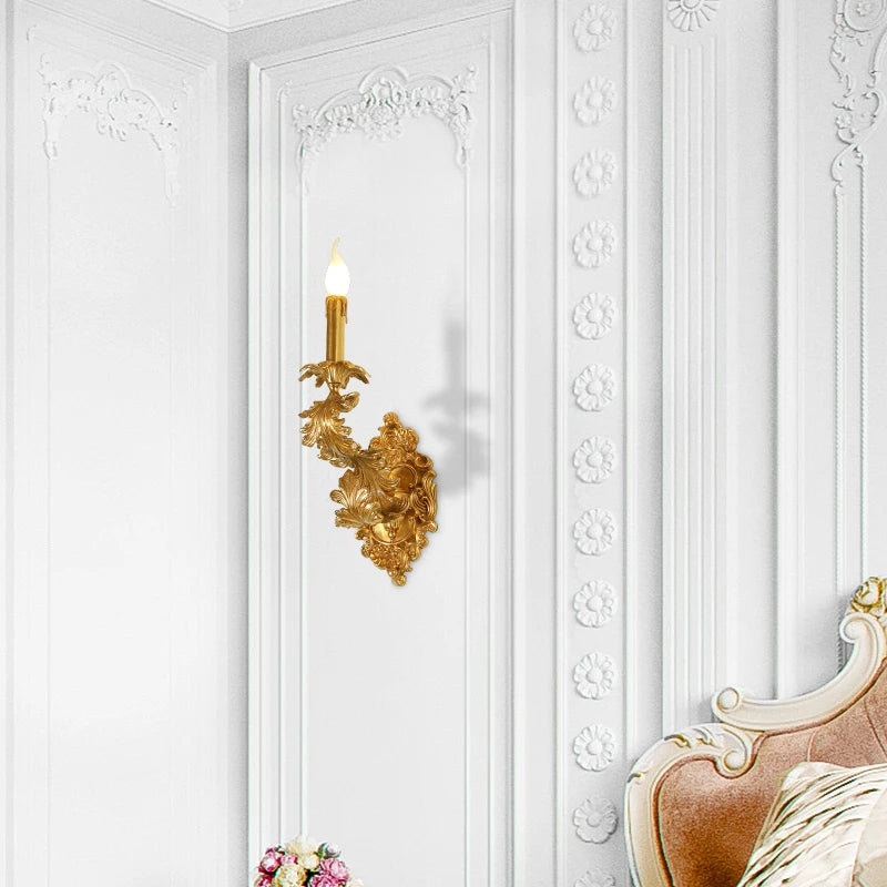 XUANZHAO Vintage français pleine cuivre applique hôtel Club Villa allée bougie lampe intérieure chambre cuivre lampe de chevet - vue 5 sur 7