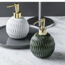 Nordic Bathroom, Dark Green Ceramic Embossed Shape, Soap Dispenser, Dish, Mouthwash Cup, Bathroom Supplies, Set