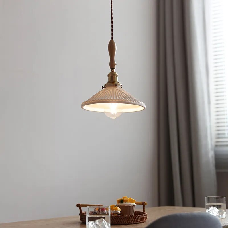 suspension led cuivre bois décor simple moderne intérieur - vue 4 sur 29