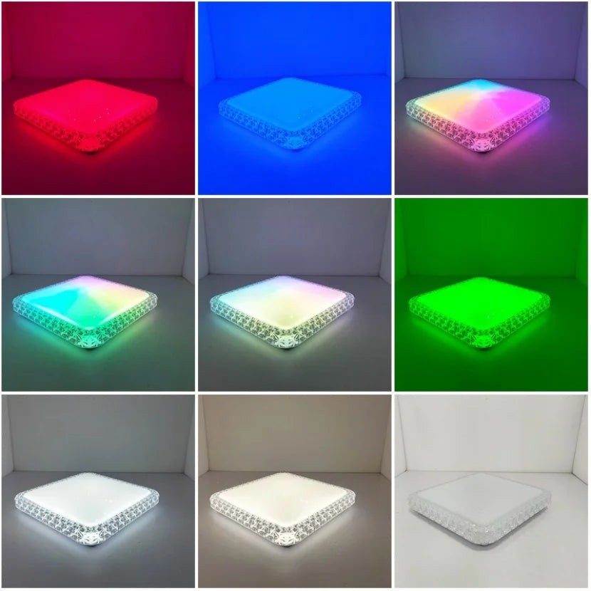 plafonnier led carré tuya contrôle intelligent gradation alexa google audio - vue 6 sur 7