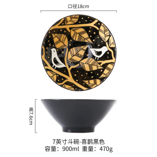 bol ramen japonais ceramique motif floral grande capacite12l