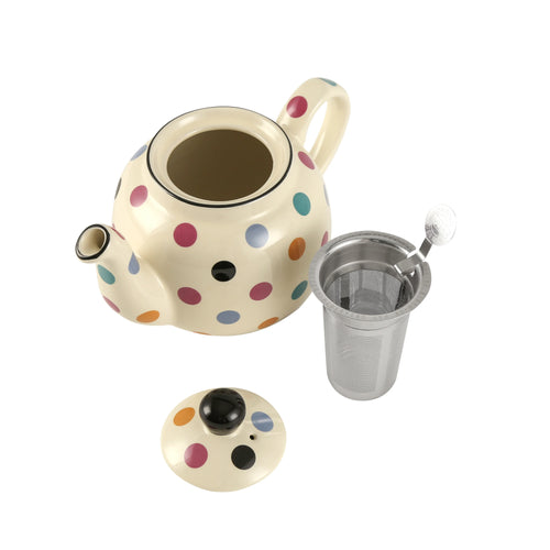 Theiere ceramique style ferme britannique motif pois service