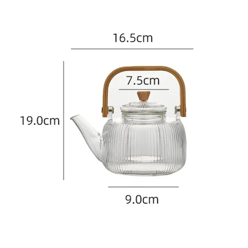 Theiere verre borosilicate filtre integre anse bois design - vue 6 sur 6