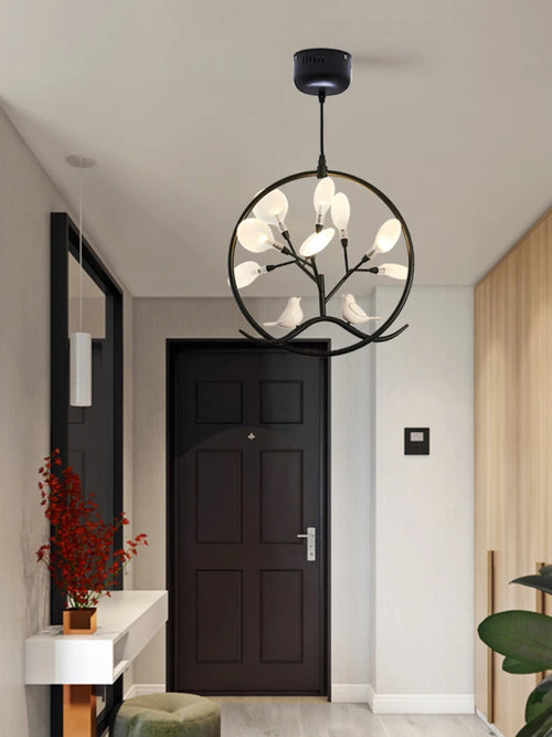 lustre design nordique cage à oiseaux branche d'arbre halo - vue 5 sur 12