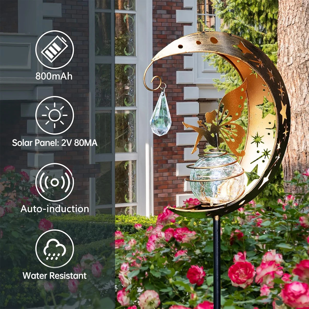 lampes solaires en verre pour jardin féérique décor extérieur - vue 5 sur 9