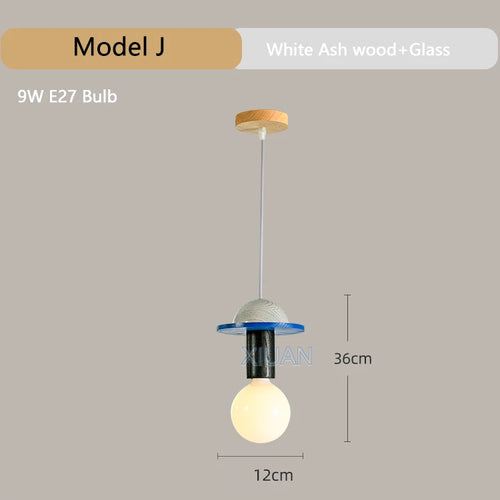 Suspension en bois modernes chambre nordique chevet LED suspension Restaurant cuisine coloré Lustre en bois Lustre maison Dec - vue 14 sur 13