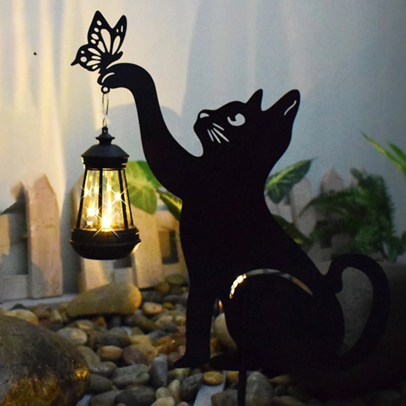 lanterne solaire suspendue silhouette de chat décorative étanche multifonctionnelle