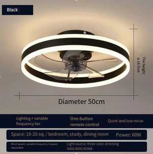 110V~265V APP and Remote Control Dual Intelligent Control  DC 6 speed Regulation Frequency Conversion Ceiling Fan Light