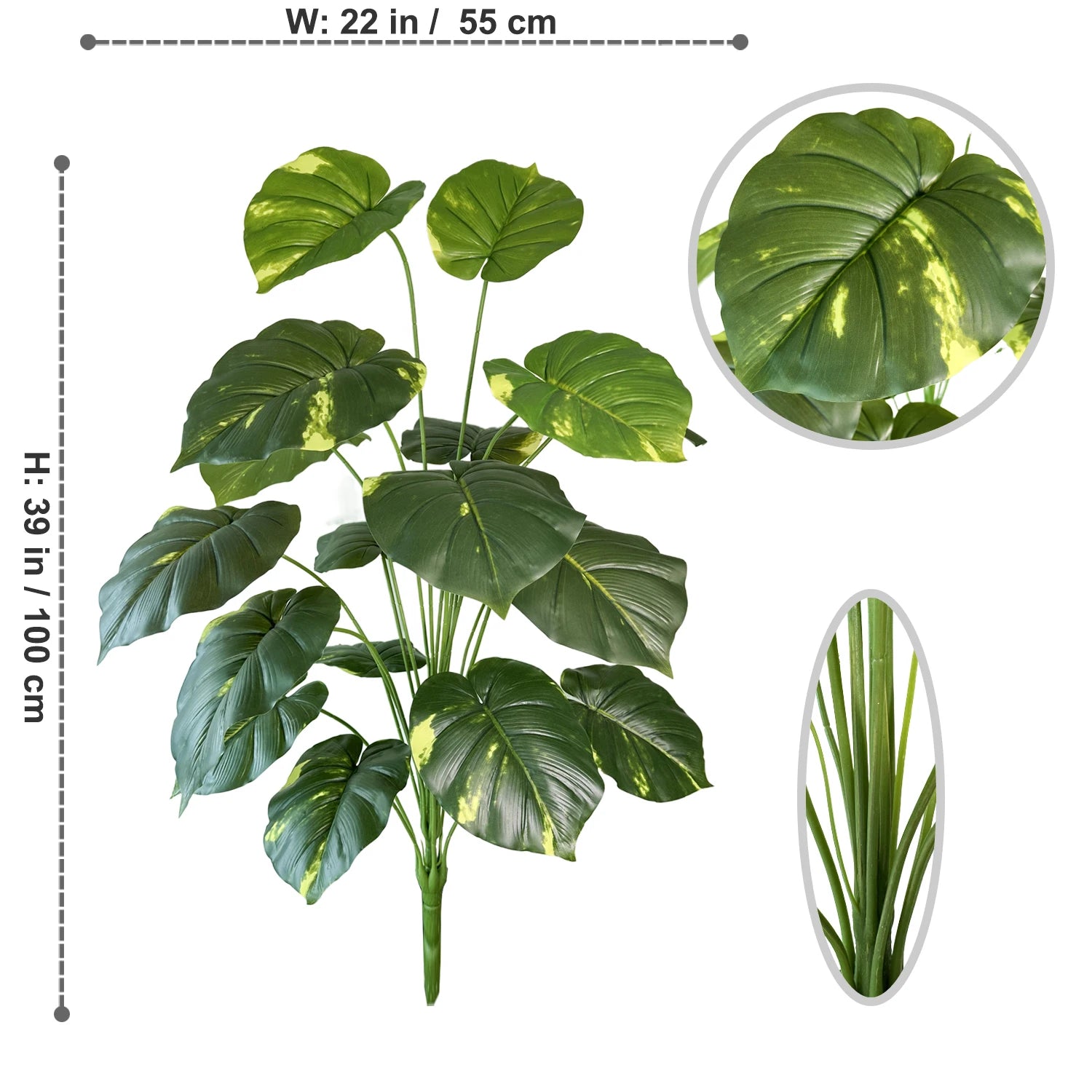 Artificial monstera plant with realistic leaves for indoor decoration - vue 16 sur 29