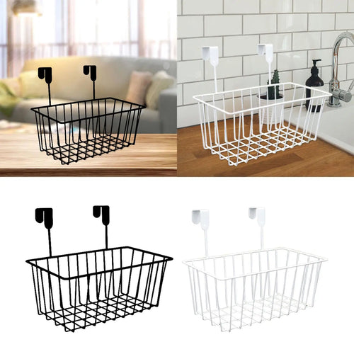 over the closet door, organizer, basket, grid, storage baskets with hooks, wire - vue 3 sur 8