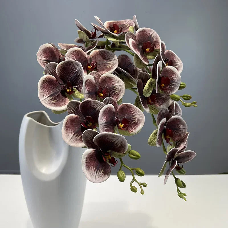 fleurs artificielles orchidée papillon en coton et silicone décoratives - vue 6 sur 12