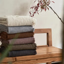 plaid mousseline coton 4 plis pompons decoratif salon