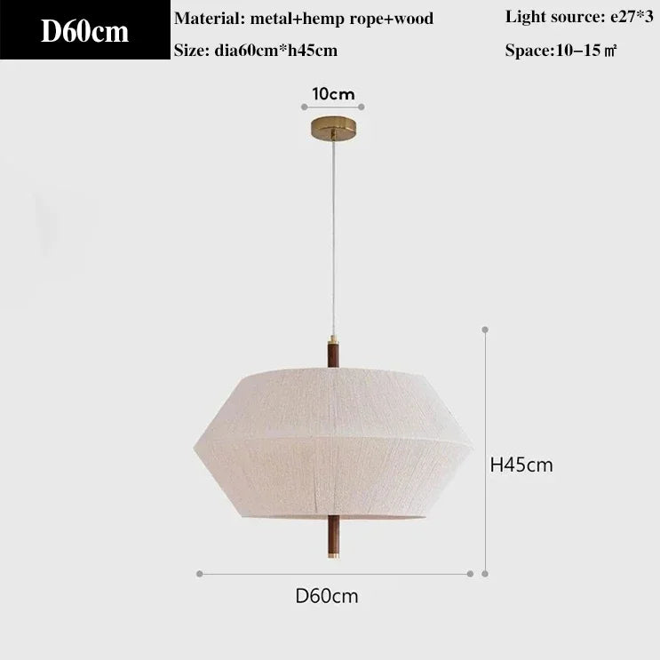 suspension décorative en tissu style japonais éclairage led élégant - vue 9 sur 9