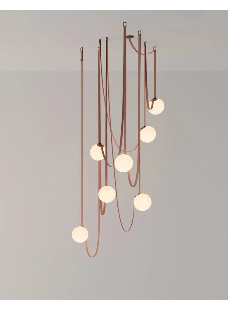 Modern minimalist flooring, villa belt, living room, dining room, interior decoration, chandelier - vue 5 sur 10