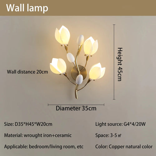Nordic living room vertical floor lamp, simple bedroom bedside lamp, creative personalized magnolia decoration floor lamp - vue 9 sur 8