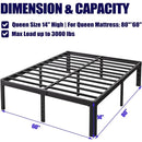 14in High Queen Bed Frame No Box Spring Needed, Heavy Duty Metal Platform Bed Frame Queen Size with Round Corners