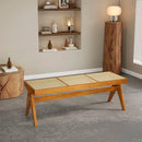 banc en rotin massif chaise longue et ottoman rétro polyvalent