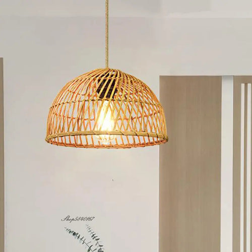 Lustre moderne en rotin fait à la main - vue 5 sur 8