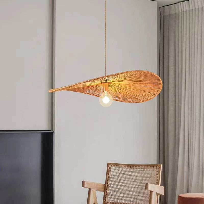 lustre led chanvre nordique simple moderne rétro créatif - vue 4 sur 5